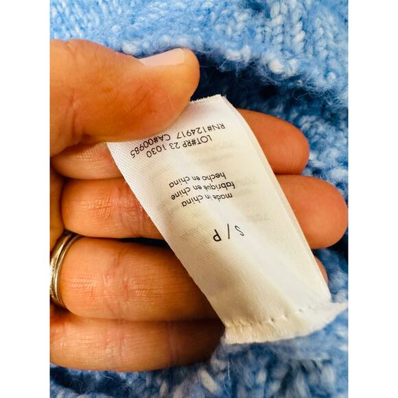 RACHEL PARCELL Baby Blue Cable Knit Long Sleeve Crewneck Sweater size Small - Picture 7 of 14